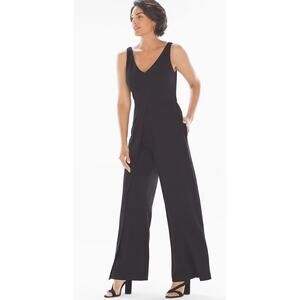Adrianna Papell Sleeveless Jumpsuit Black Size 4 Fitted Relaxed POCKETS